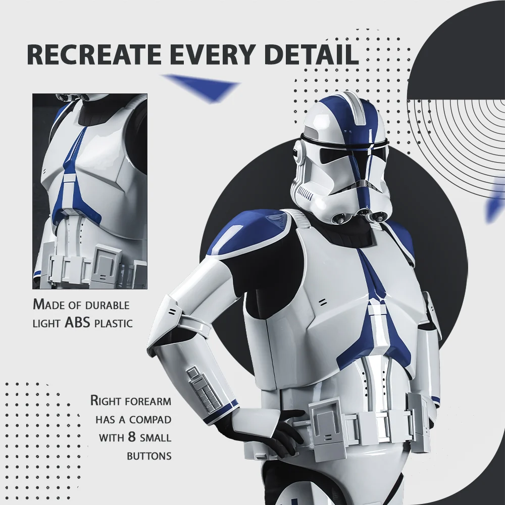 501 Legion Clean Clone Trooper Cosplay Armor Costume - Image 3