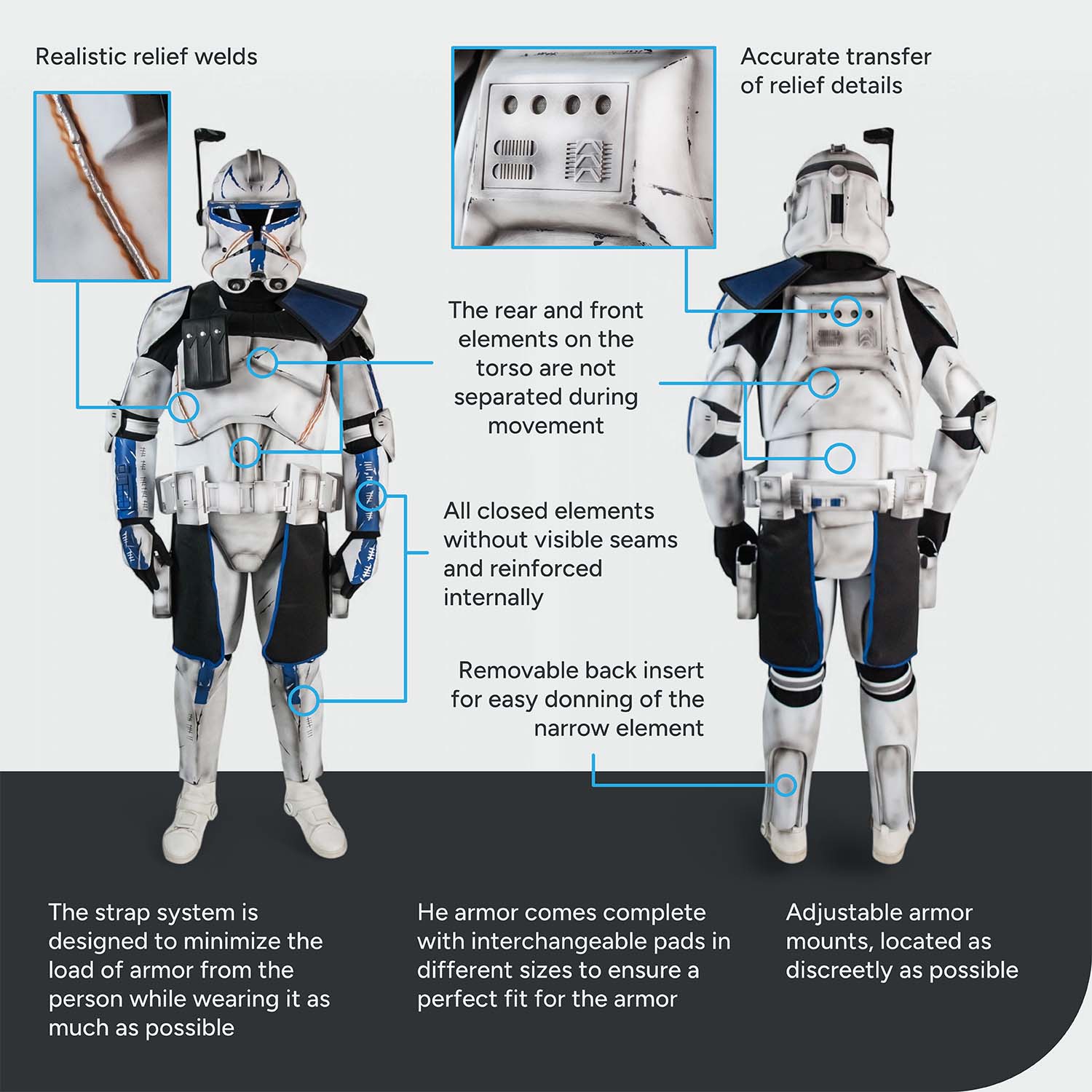 Captain Rex Realistic Clone Trooper Cosplay Armor Costume - Image 5