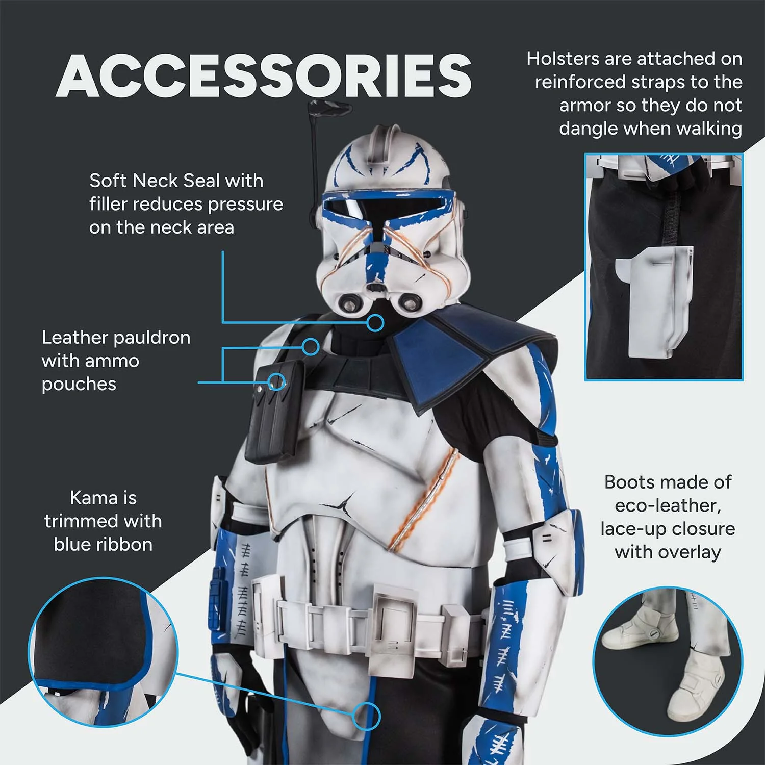 Captain Rex Realistic Clone Trooper Cosplay Armor Costume - Image 7