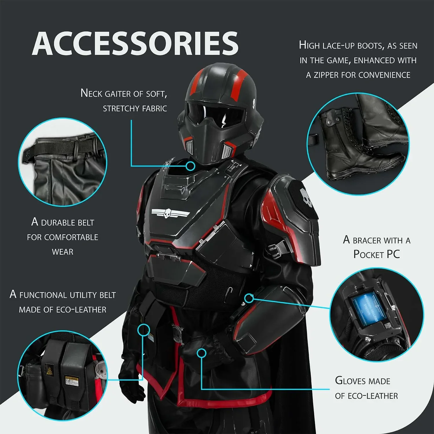Helldivers B-01 Cosplay Costume - Red - Image 7